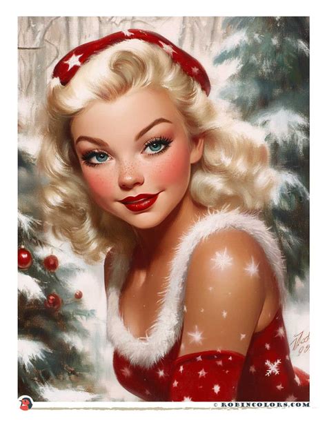 Gorgeous Printable Christmas Pinup Girl Art | Robin Colors