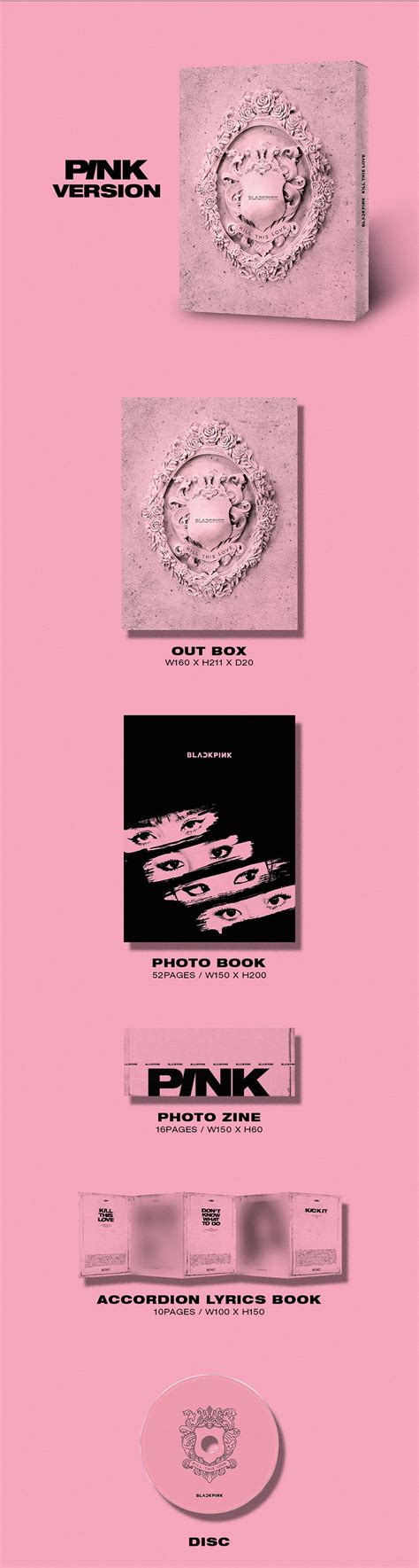 BLACKPINK 2nd Mini Album - KILL THIS LOVE (Pink Ver.) CD + Poster