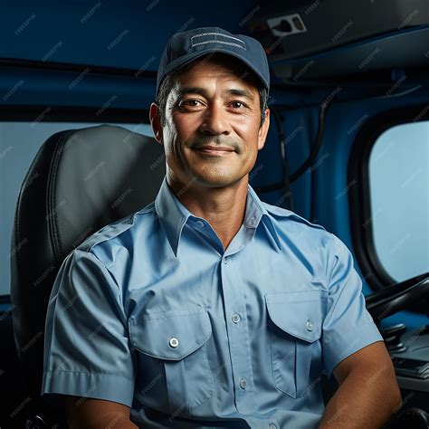 Premium Photo | Professional Bus Driver on Solid Blue Background