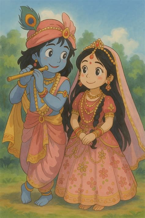 radha krishna ghibli version radha krishna wallpaper cartoon