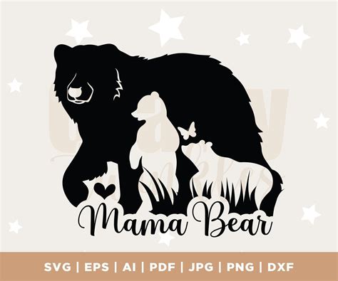 Mama Bear Svg Png Eps Pdf Files, Bear Mama Svg, Mama Baby Bear Svg, Mom