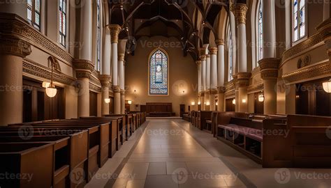 Church Interior with Stained Glass Window 54429697 Stock Photo at Vecteezy