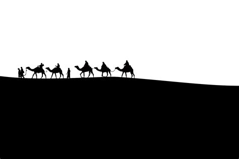 Camel's caravan silhouette | Public domain vectors