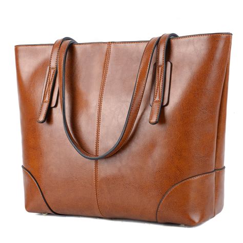 YALUXE Genuine Leather Tote Women's Stylish Travel Shoulder Beach Bags | Tote bag leather ...