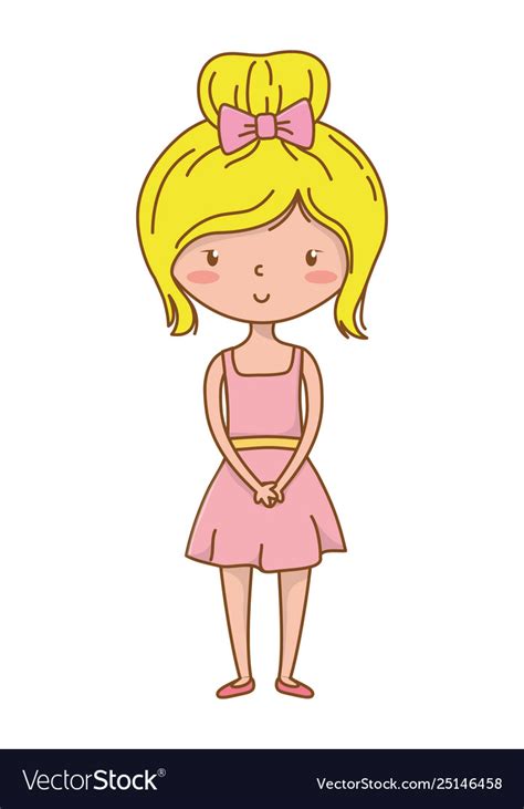 Cute girl cartoon stylish outfit dress isolated Vector Image