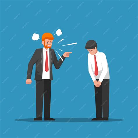 Premium Vector | Boss feeling angry and blames his employee.