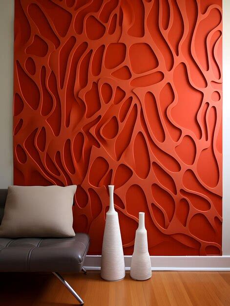 Premium AI Image | Red art wall in the living room