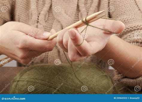 process  knitting stock image image  craft skein