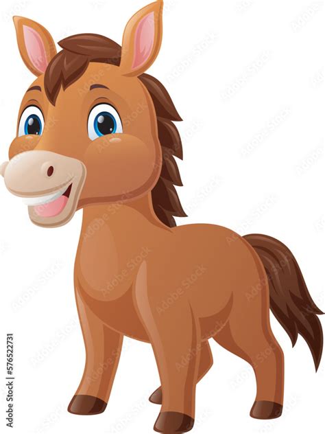 Cute baby horse cartoon on white background Stock Vector | Adobe Stock