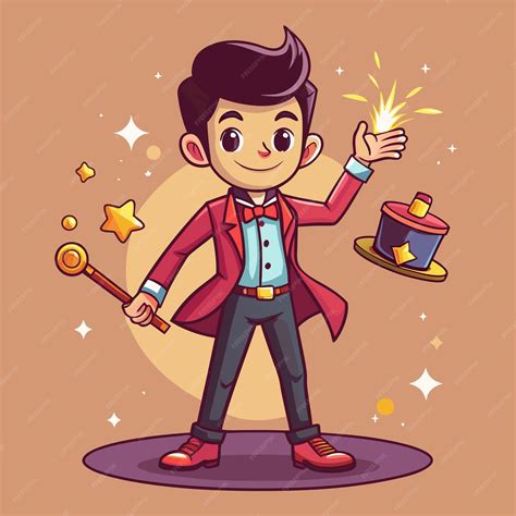 Cartoon Man Performing Magic Tricks Vector Illustration | Premium AI