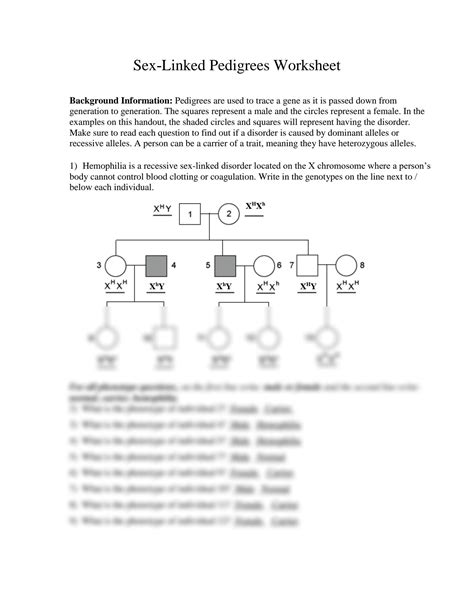 SOLUTION: Sex linked pedigrees worksheet - Studypool