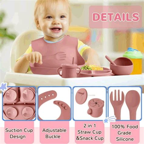 Dropship Silicone Baby Feeding Set, 9 Piece Baby Led Weaning Utensils ...