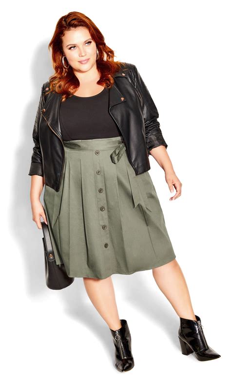 Evans Sage Green Button Through Skirt | Evans