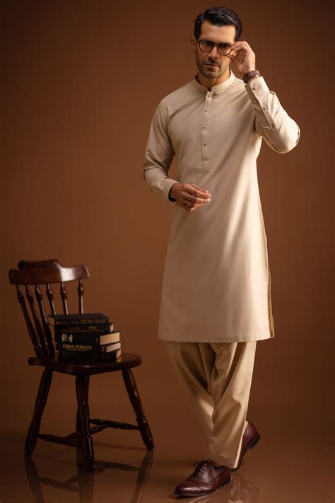 MENDOZA - LIGHT KHAKI BLENDED EXCLUSIVE KAMEEZ SHALWAR