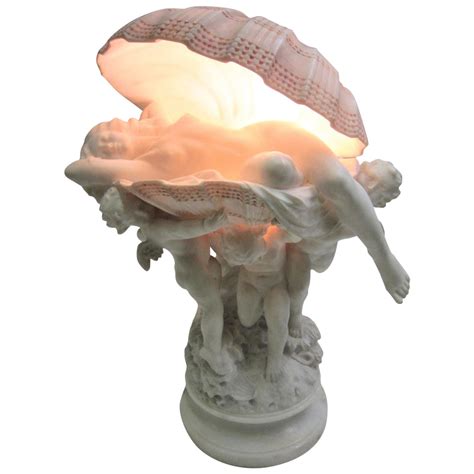 Antique "Good Night" Italy Alabaster Girl Sculpture Table Lamp by U