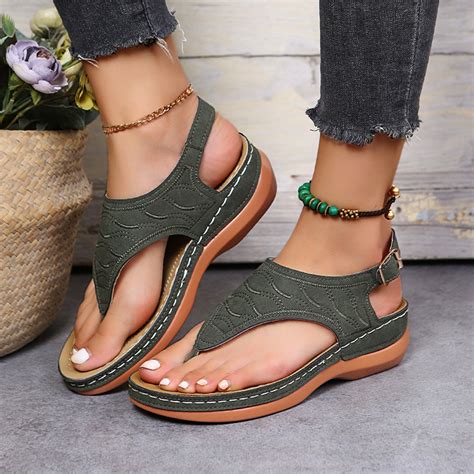 Women's Platform Flats Sandals Fashion Buckle Flip Flops Casual Beach