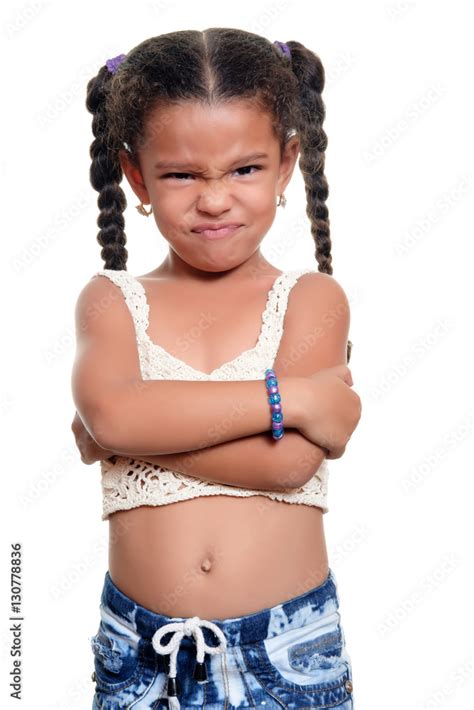 African american small girl with an angry face isolated on white Stock ...