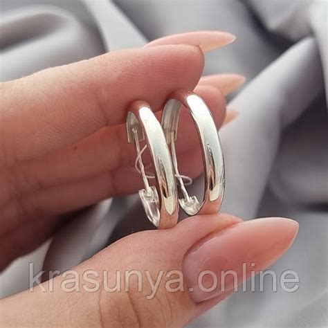 Серебряные серьги конго, широкие серьги кольца из серебра (ID ...