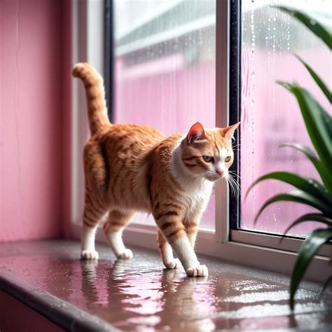 Premium Photo | Photo a cat on rainy day