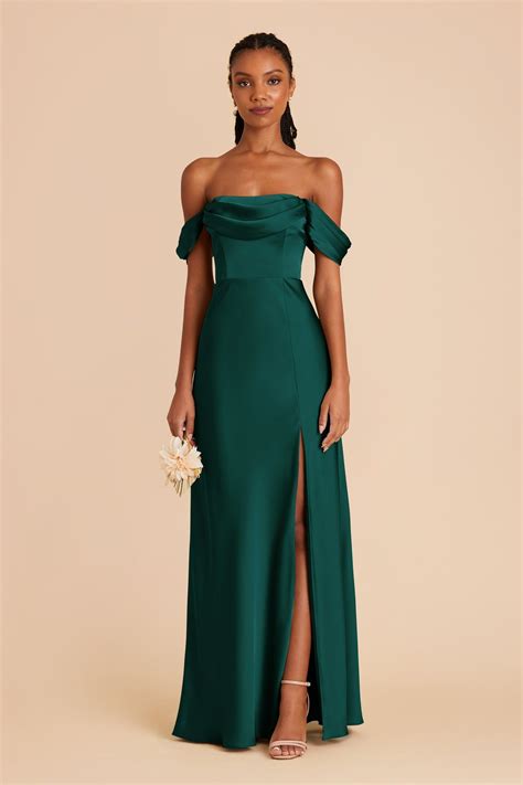Mia Matte Satin Dress in Emerald | Birdy Grey | Emerald bridesmaid