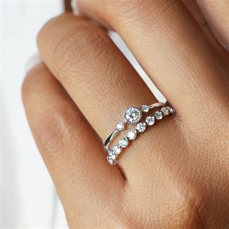 single diamond ring  solid  white gold bits  bali jewelry