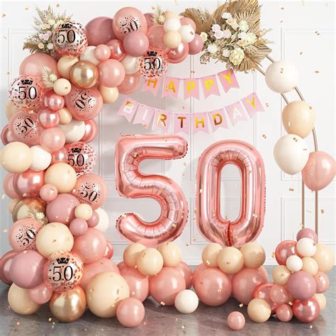 Amazon.com: 50th Birthday Decorations for Women,Rose Gold 50th Balloon ...