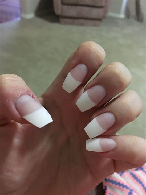 Matte French tip coffin nails Pretty Nail Colors, Pretty Nail Designs