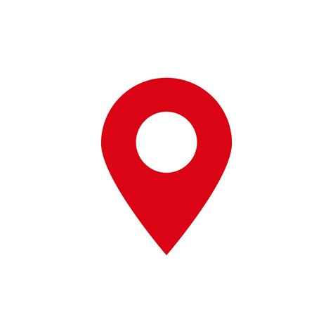 Red location pin icon with a classic design indicating a point of