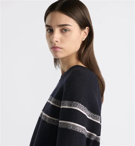 Reversible Round Neck Sweater Blue Double-Sided Technical Cashmere with