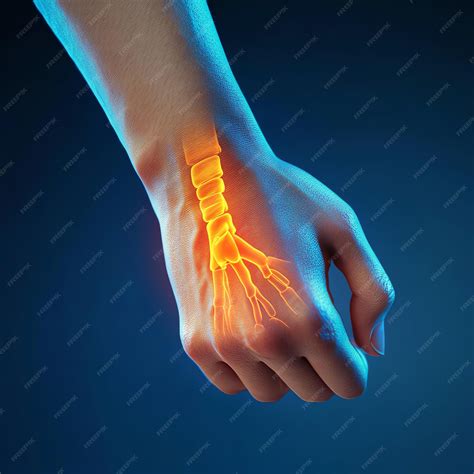 Detailed image of a wrist with intense carpal tunnel pain closeup of