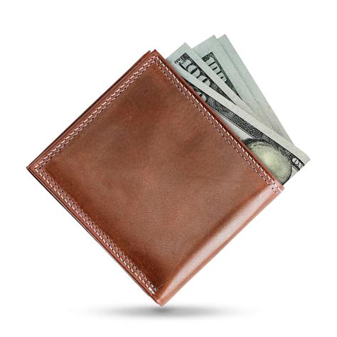 premium photo  rendering   dollar notes   brown leather mens