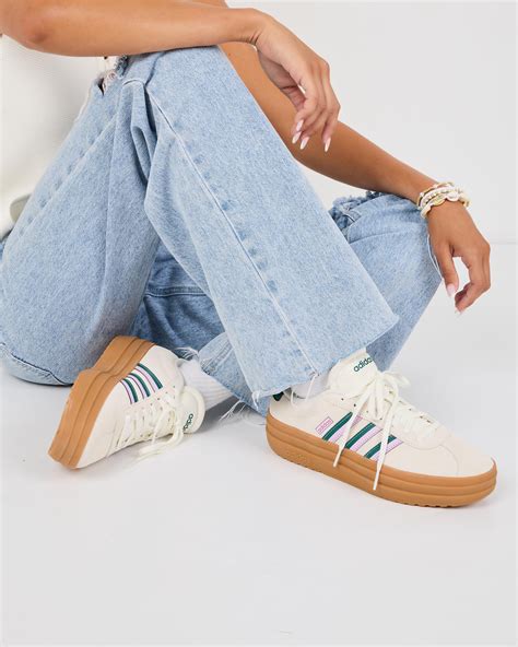 Shop adidas Womens VL Court Bold Shoes In Off White/collegiate Green