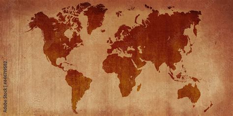 Old vintage paper world map background Stock Illustration | Adobe Stock