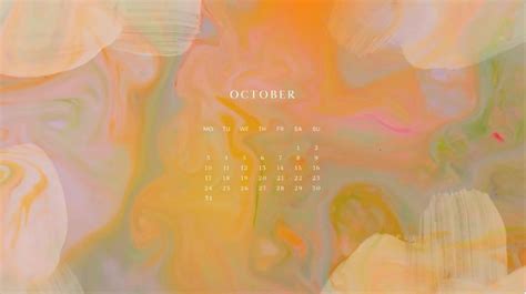 Orange Green Abstract Art Painted October Calendar Desktop Wallpaper | Desktop wallpaper ...