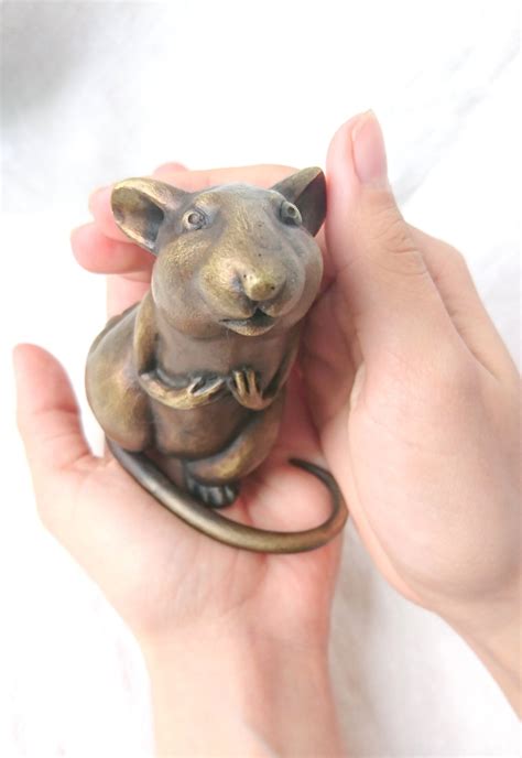 Rat Sculpture Mouse Rat Figure Bronze Gift Rat With Cheese - Etsy