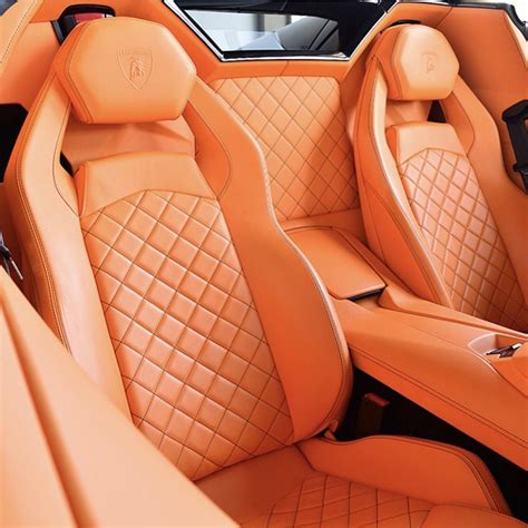 An Orange leather interior from a Lamborghini Aventador painted in ...