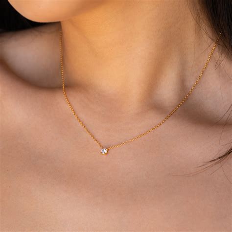 Dainty Diamond Necklace Floating Diamond Solitaire Necklace - Etsy