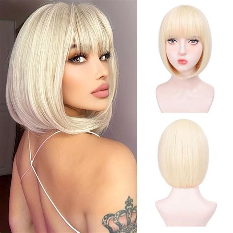 Amazon.com : Aida ble Blonde Bob Wigs - 12'' Short 613 Bob Wig for