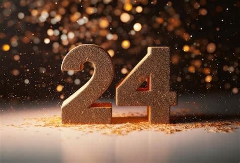 Premium Photo | 24 years old Gold number 24th anniversary happy ...