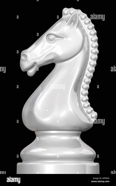 White chess piece knight against black background Stock Photo - Alamy