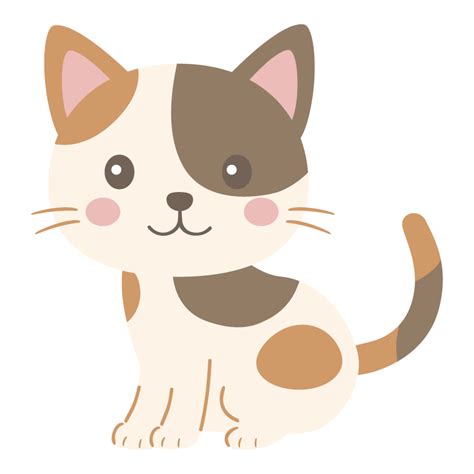 お座りをしているかわいい三毛猫のイラスト | 無料のフリー素材 イラストエイト