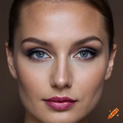A young russian woman's symmetrical face with intricate texture in ...