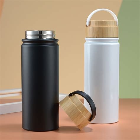 jual termos botol tutup bambu stainless steel termos tenteng putar