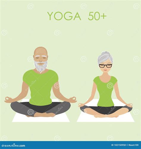 Senior Citizen Couple Relaxing in Yoga Pose Stock Vector - Illustration ...