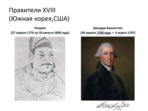 Правители XVIII века. Чонджо (Южная Корея) и Джордж Вашингтон (США ...