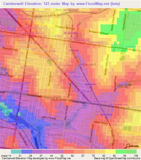 elevation camberwellaustralia elevation map topography contour