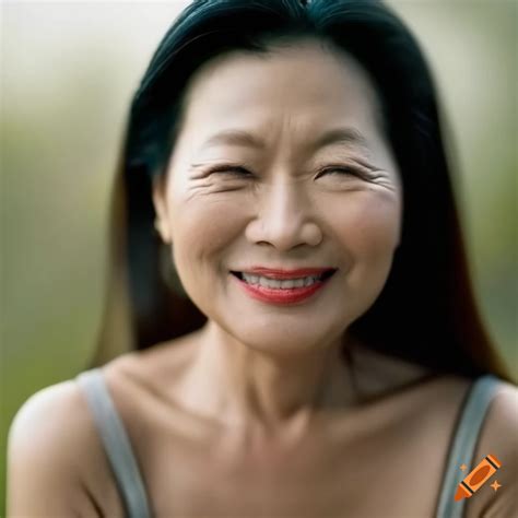 portrait   elegant mature asian woman   warm smile  craiyon