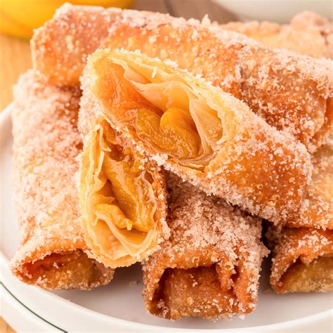 Peach Cobbler Egg Rolls - The Country Cook