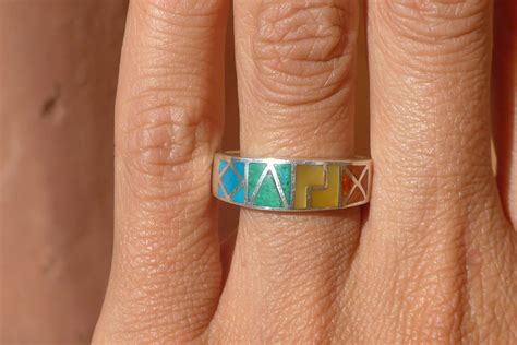 Colorful Inca Calendar Ring | Etsy