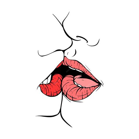 Premium Vector | Couple kissing lips sketch vector illustration line art